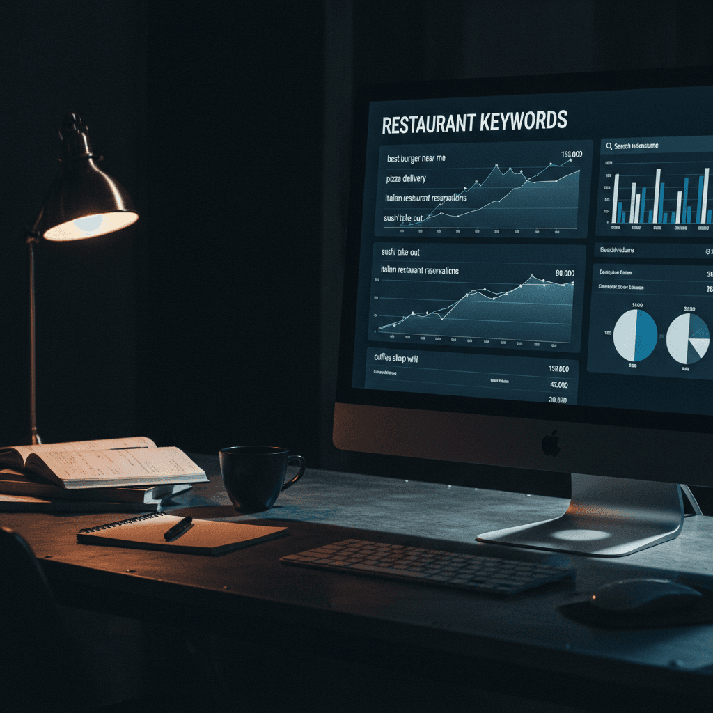 Keyword research dashboard on computer screen