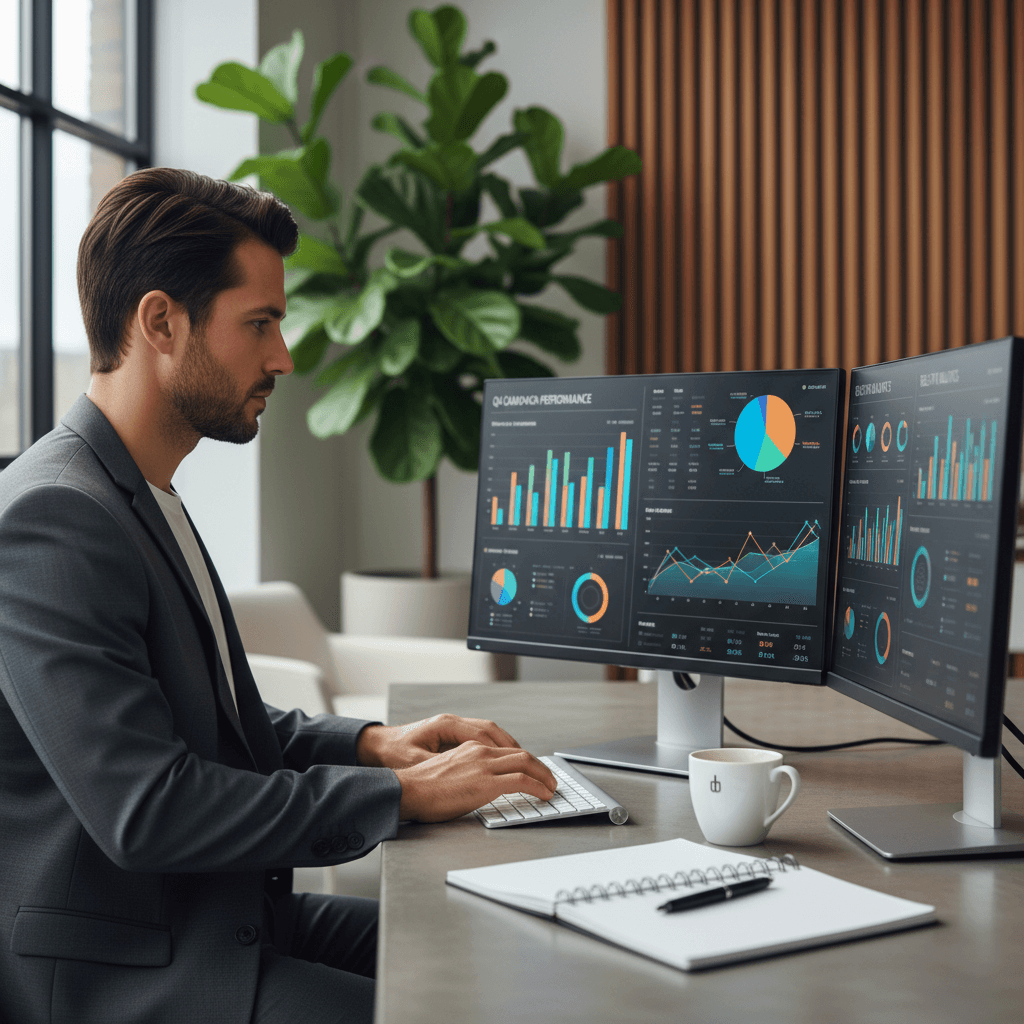 Infinite SEO team member analyzing restaurant SEO data on computer